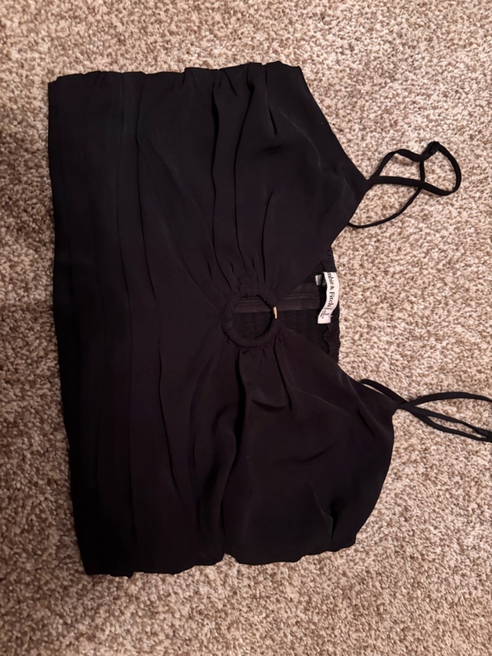 Black Sleeveless Halter Top with Ring Detail